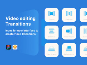 Icons and elements video editing transitions
