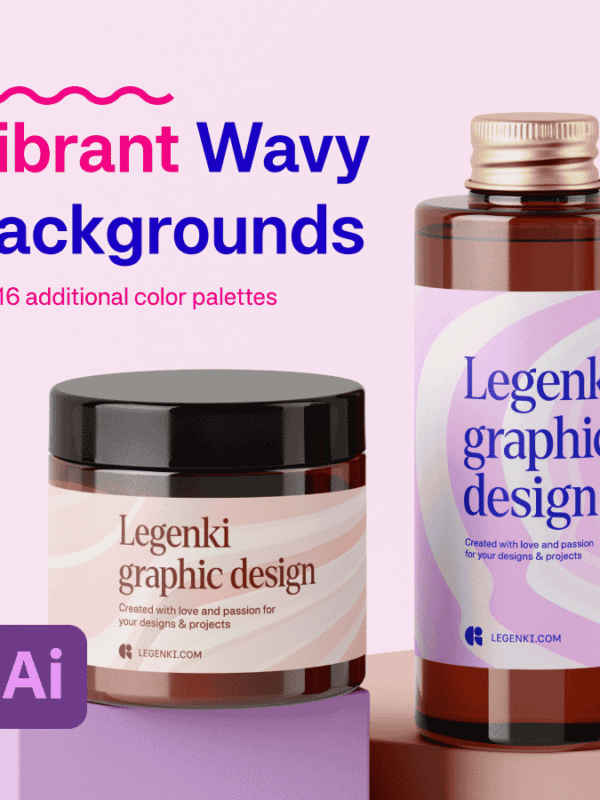 Colorful wavy background design created in Adobe Illustrator, with vibrant waves and gradients